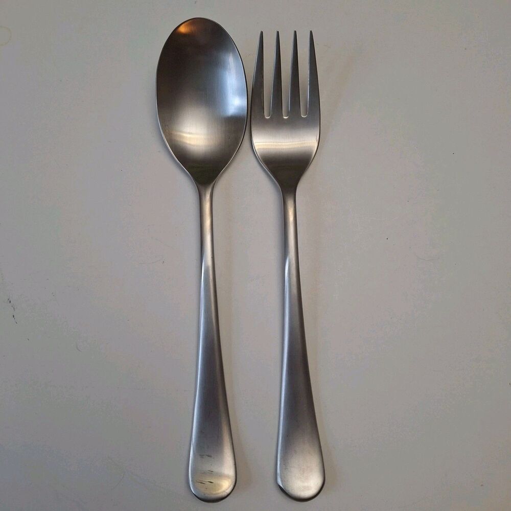 Crate and Barrel Robert Welch Caesna Satin Stainless 10½" SERVING SPOON & FORK